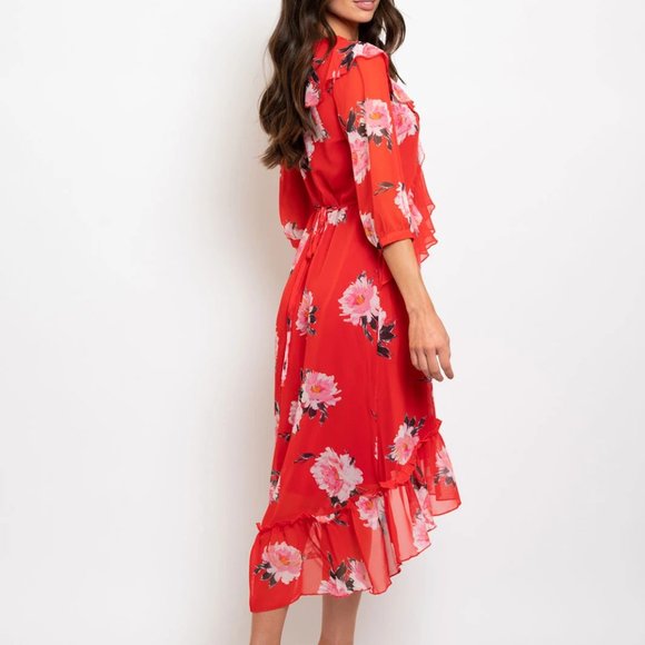 SummerTime Red Floral Dress - Picture 2 of 3